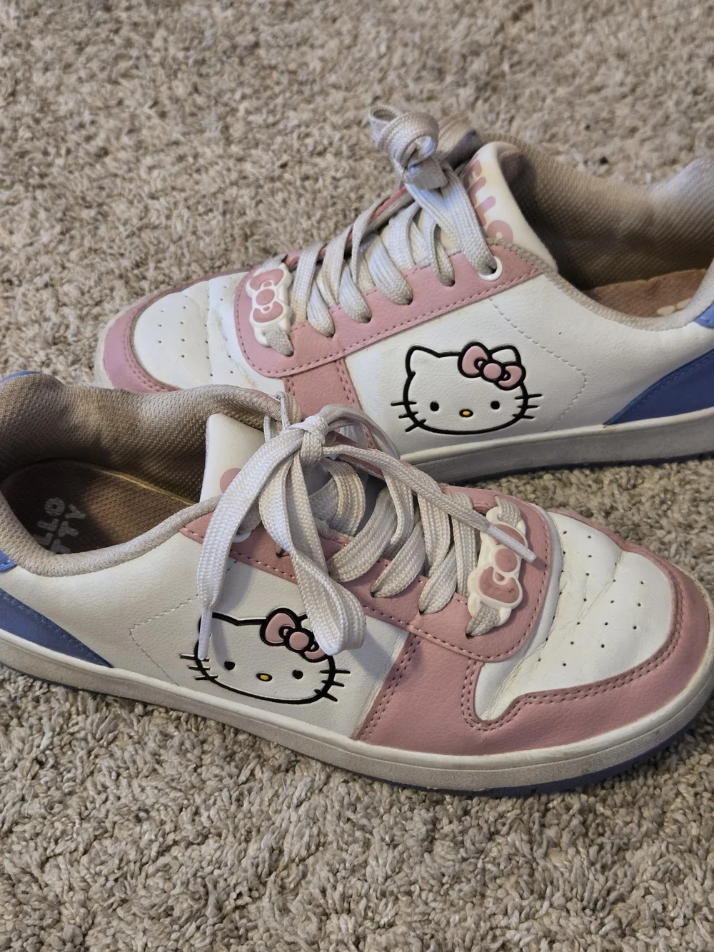 Hello Kitty Pink and White Lace-Up Sneakers with Bow Accent
